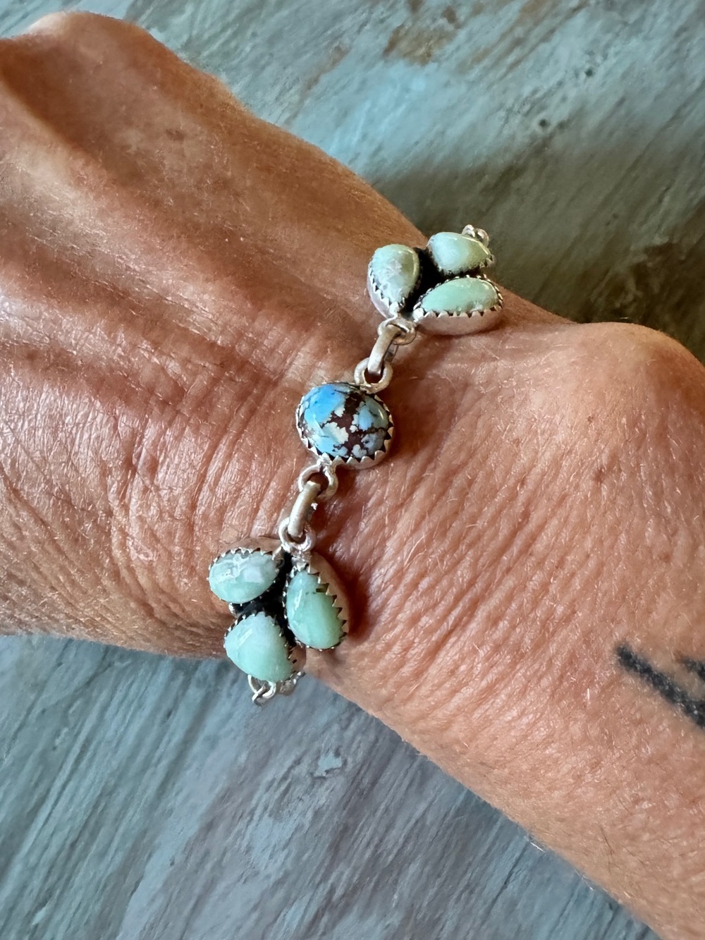 Sterling Silver PalomaTurquoise Teardrop Link Bracelet - Light Blue